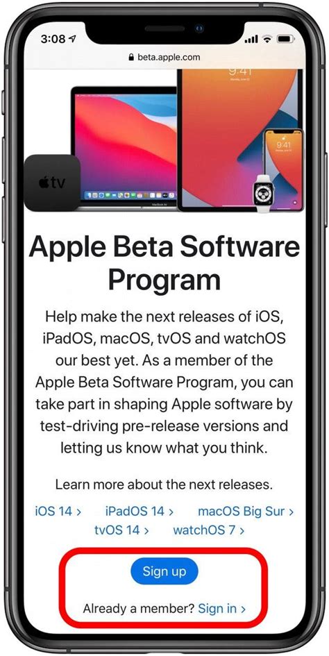 sign    apple beta program  ios