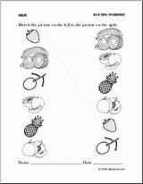 Matching Preschool Fruits Worksheets Worksheet Vegetable Fruit Match Worksheeto Via Coloring sketch template