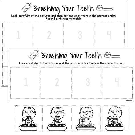 sequencing worksheets brushing  teeth top teacher