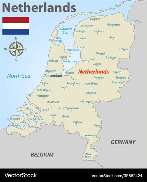 map netherlands  cities royalty  vector image