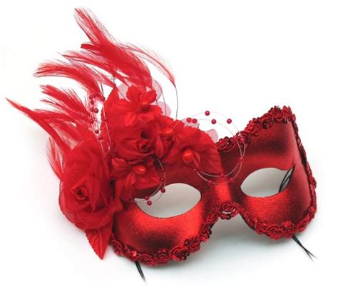 annette red feather  flower womens masquerade mask house decor sale