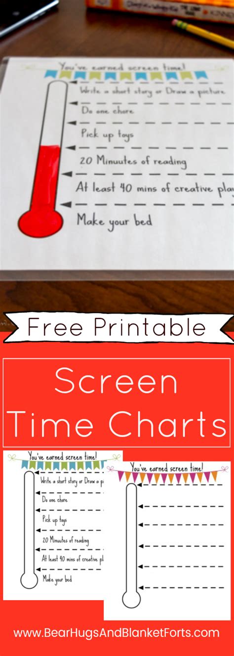 printable screen time chart screen time  kids