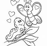 Coloring Caterpillar Butterfly Sheet Pages Meeting Kids Cute Sweet Little sketch template