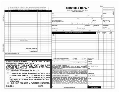 auto repair receipt templates resume examples