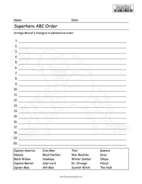 avengers worksheets abc order abc order worksheet abc order activities