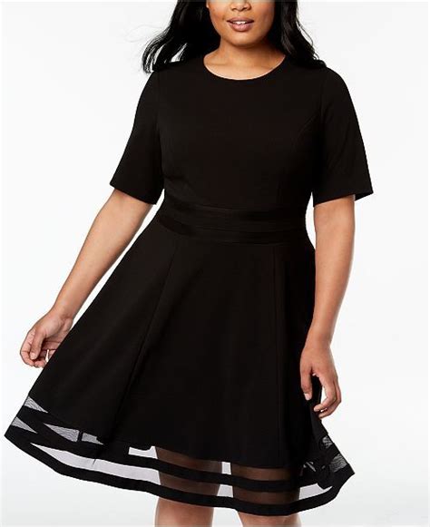 Calvin Klein Plus Size Illusion Inset Fit And Flare Dress And Reviews