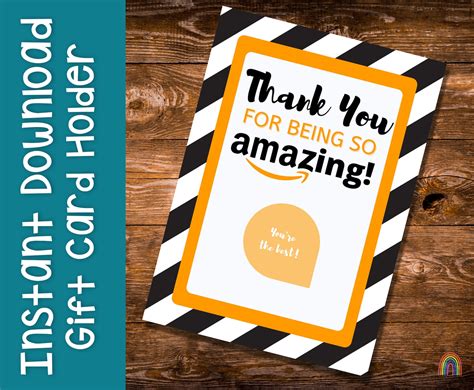 amazon gift card holder printable gift certificate template etsy