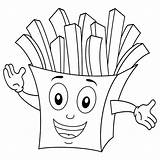 Coloring Fries Pages French Mcdonalds Cute Mcdonald Printable Ronald Food Paper Chips Cartoon Kids Bag Potato Getcolorings Getdrawings Smiling Color sketch template