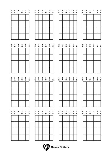blank guitar chord charts printable  diagrams guvna guitars