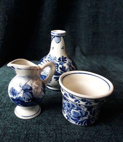 delft pottery blue  white china delft holland jug ewer pot decorative pottery home