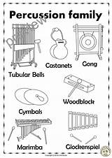 Percussion Instruments Marimba Glockenspiel Puzzles Anastasiya Worksheets Tubular Cymbals sketch template