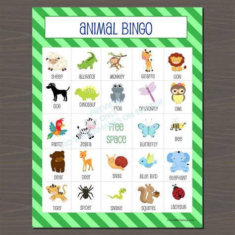 animal bingo game printable animal bingo  calling cards etsy