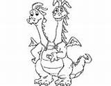 Coloring Headed Dragon Two Dragons Coloringcrew Pages sketch template