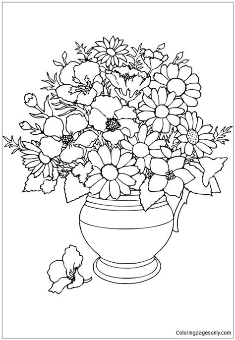 flowers   pot coloring page  printable coloring pages