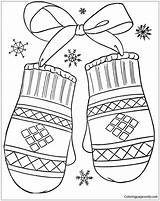 Winter Pages Coloring Gloves Color Print sketch template