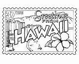 Coloring Hawaii Pages Hawaiian State Printable Beach Kids Printables Sheets Scene Stamp Usa Flower Luau Print Drawing Color Hi August sketch template