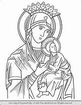 Coloring Lady Mary Pages Perpetual Catholic Help Virgin Guadalupe Color Drawing Kids Rosary Drawings Thecatholickid Fatima Holy Jesus Christian Family sketch template