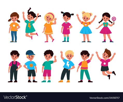 happy kids joyful preschool children   vector image