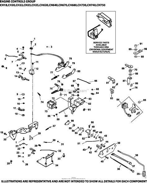 kohler ch  vermeer trencher  hp  kw parts diagram  engine controls group