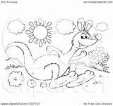 Kangaroo Hopping Outline Coloring Illustration Royalty Clip Bannykh Alex Regarding Notes sketch template