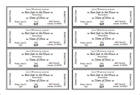 printable ticket templates  ai indesign ms word pages psd publisher