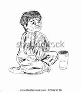 Child Beggar Labour Hand Drawn Stop Sad Vector Stock Shutterstock Illustrations Search sketch template