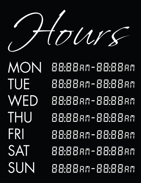 business hours  operation sign templates customize print
