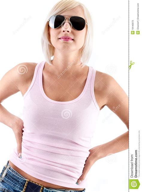 blonde woman wearing sunglasses stock image image of adult