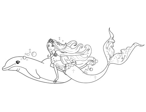 coloring page barbie mermaid  dolphin