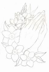 Praying Hands Drawing Tattoo Hand Roses Rosary Flowers Drawings Rose Holding Prayer Flower Draw Step Cross Embroidery Deviantart Metacharis Coloring sketch template