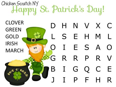 easy kids st patricks day word search