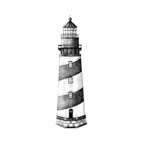 hand drawn lighthouse isolated  white background