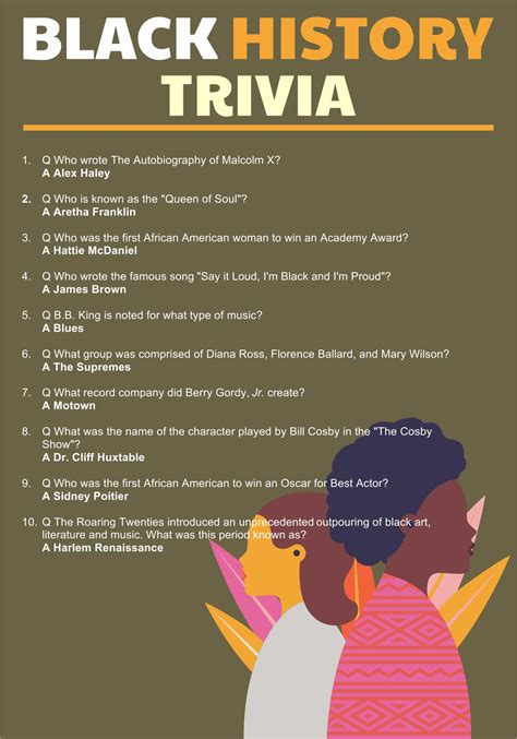 black history trivia questions  answers printable