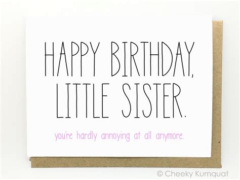 funny birthday card birthday card  sister  cheekykumquat