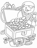 Coloring Treasure Pages Chest Pirate Popular sketch template