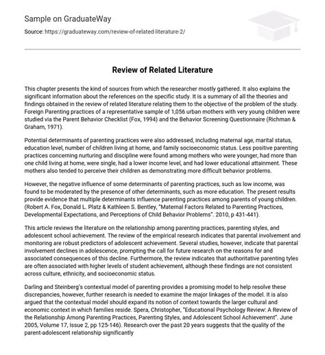 review  related literature essay  graduateway