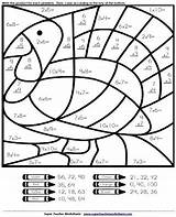 Thanksgiving Worksheets Math Color Coloring Cut Printable Paste Turkey Worksheet Number Grade Pages Multiplication 3rd 4th Fun Teacher Diagram Mystery sketch template