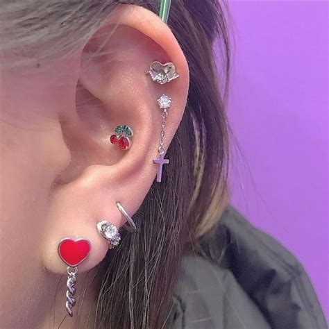 image  cute  aesthetic    heart  earings piercings