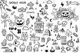 Doodle Halloween Set Example Designer Follow sketch template