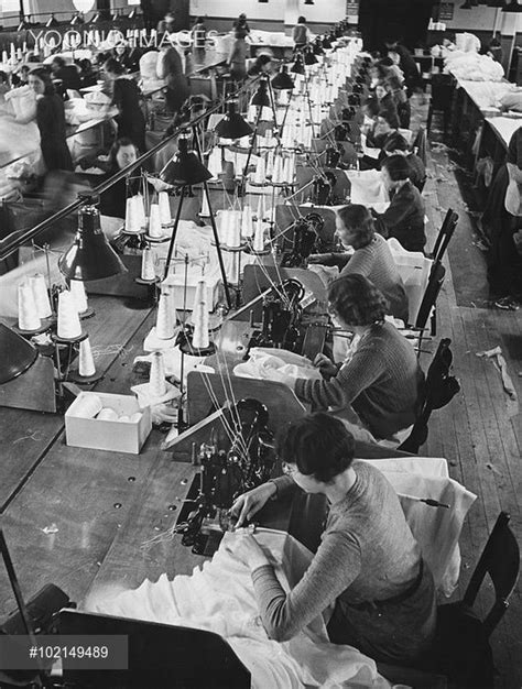 Women In A Parachute Factory Sewing Silk To Make