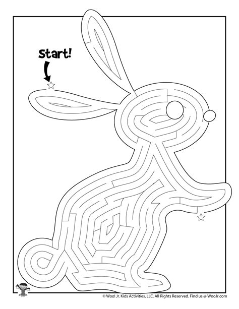 printable easter rabbit maze worksheet woo jr kids activities