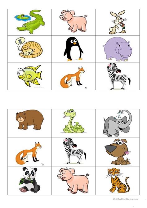 animals bingo cards worksheet  esl printable worksheets