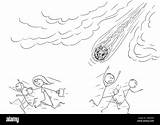 Asteroid Hitting Meteorite Falling Enters Meteoroid Burns sketch template