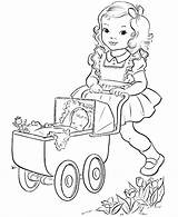 Coloring Sister Pages Big Girl Doll Vintage Printable Colouring Color Baby Buggy Carriage Drawing Sheets Book Stamps Books Digi Cute sketch template