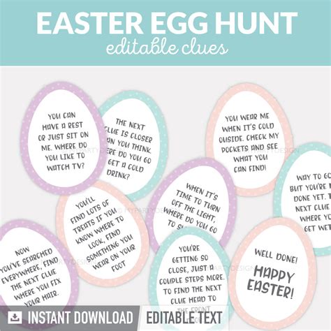 easter egg hunt clues printable editable pdf my party design