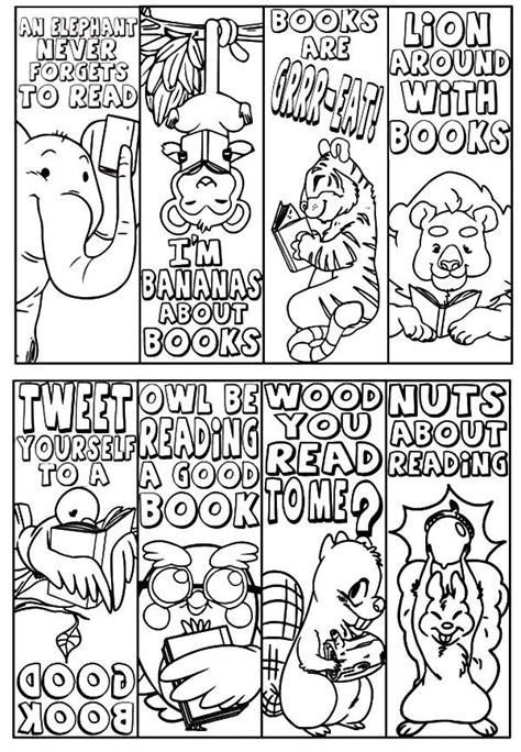 animal theme bookmarks coloring pages  place  color coloring