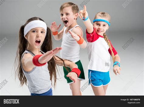 group sporty children image photo  trial bigstock