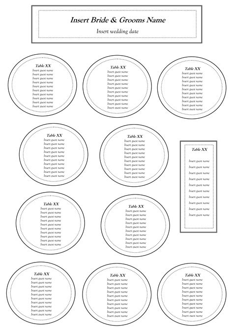 Free Table Seating Chart Template Wedding Table Seating Chart