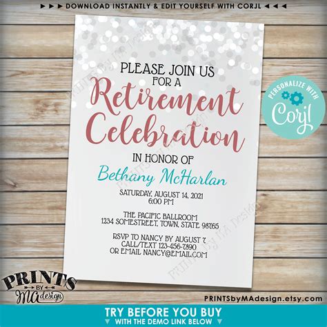retirement party invitation retirement celebration invite etsy