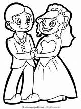 Wedding Coloring Pages Kids Printable Couple sketch template